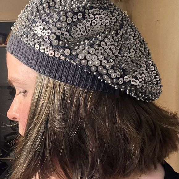 Vintage juicy couture Sequin Embellished Gray Beret